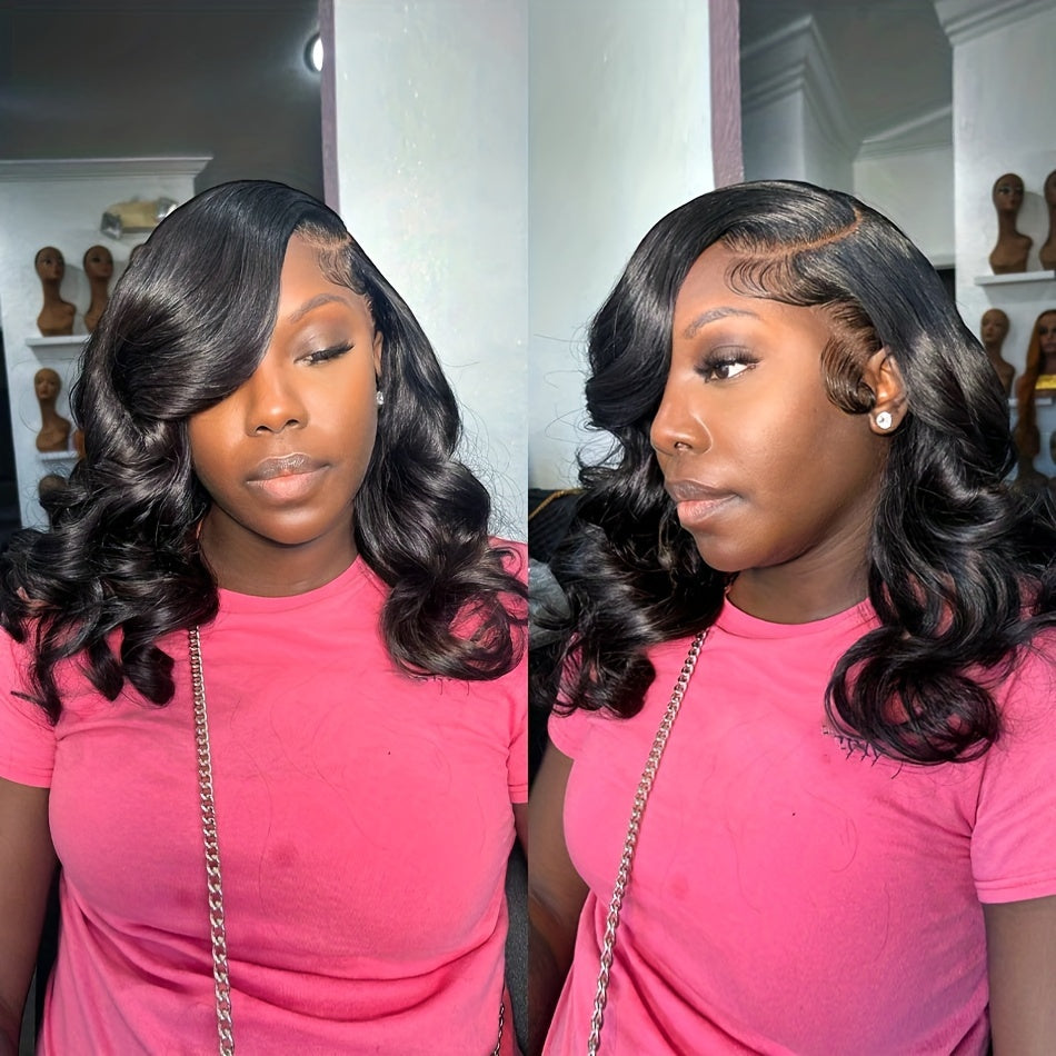 Elegant Body Wave Short Bob Wig - 13x4 Transparent Lace Front, 180% Density Brazilian Remy Human Hair Wigs for Women, Natural Look & Versatile Styling, Suitable for All Ethnicities, Short Hair Wig